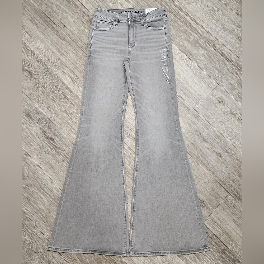 American Eagle Gray Festival Flare Jeans Bell Bottom Jeans